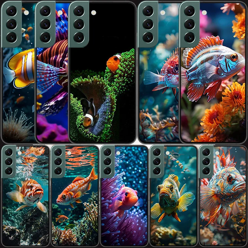 Red Fish Swims in The Depths of The Sea Phone Case For Samsung S25+ Galaxy Note 20 Ultra 10 Lite 9 8 M12 M21 M30S M31 M32 M51 M5