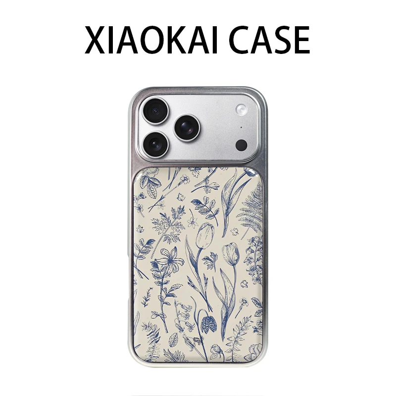 Funda de teléfono London Fog Indigo Bouquet para IPhone 17 Air 16 15 14 13 12 11 Pro Max Plus, carcasa dura a prueba de golpes con pegamento en forma de gota ﻿