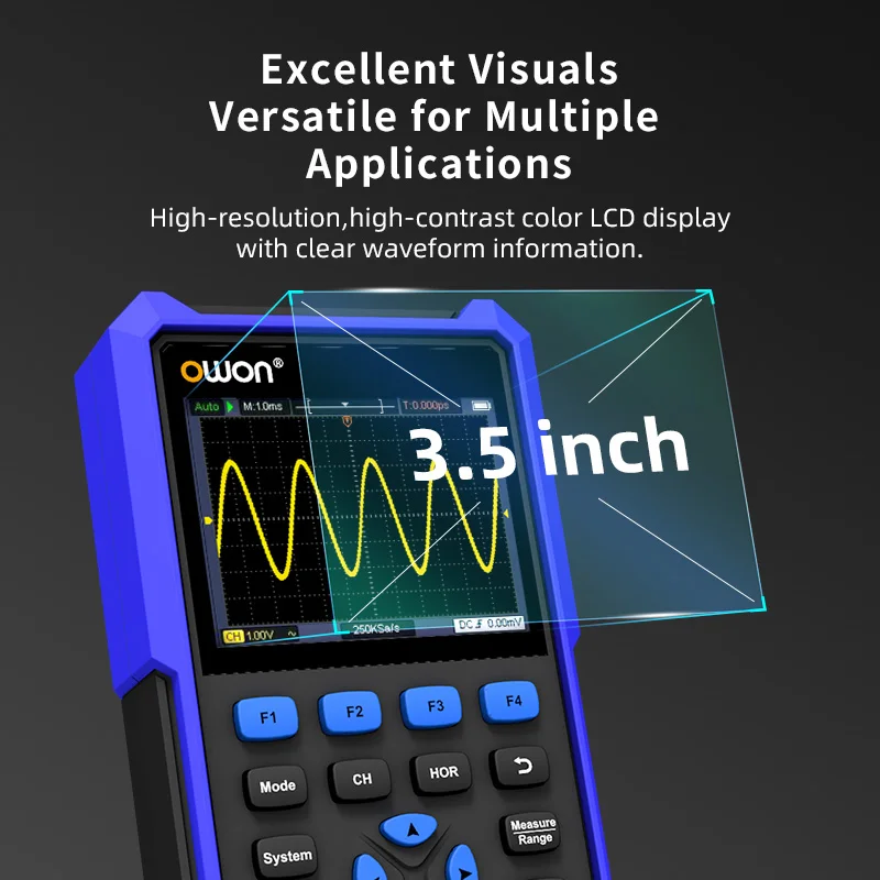 OWON 40MHz 70MHz Single Channel Simple 3-in-1 Handheld Digital Oscilloscope 250Msa/s+ 4.5 Digit Multimeter+Waveform Generator