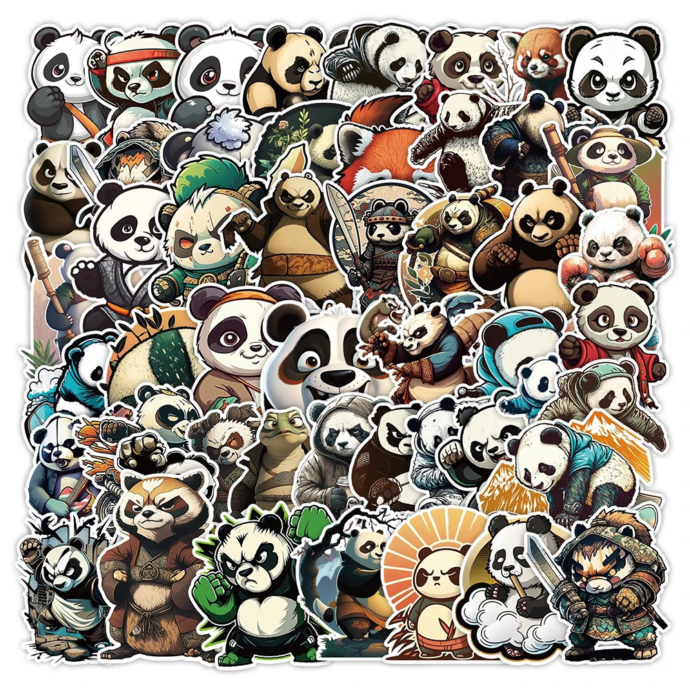 10/30/50pcs Cool Animal Panda Cartoon Stickers for Laptop Skateboard Stationery Waterproof Retro Graffiti Sticker Kids Toys Gift