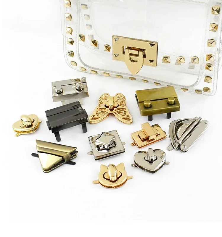 2Pcs Metal Bag Lock Buckles Turn Twist Locks for Women's Handbag Shoulder Bags Closure Latch Clasp DIY Hardware Accessories