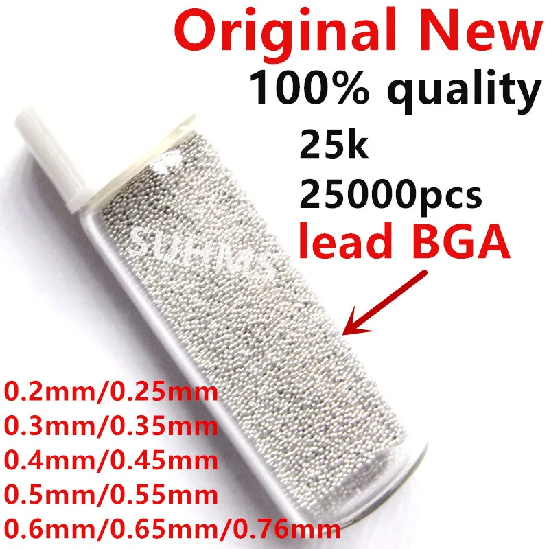 (25k) 25,000 sztuk 0,2 mm/0,25 mm/0,3 mm/0,35 mm/0,4 mm/0,45 mm/0,5 mm/0,55/0,6 mm/0,65 mm/0,76 mm Kulki lutownicze z ołowiem Kulki lutownicze BGA