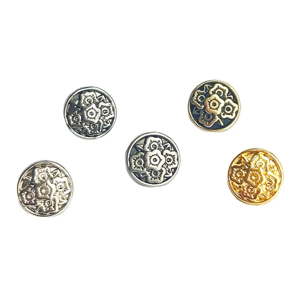 20pcs High Quality 7mm Flower Buckles Metal Mini Retro Ancient Buttons Handmade Ultra-small Buckle DIY Doll Clothes Accessories