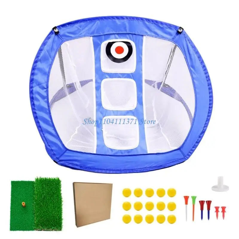 P9FC Golf Practice Net Portable Golf Chipping Net with Golf Mat, Training Ball, Tees
