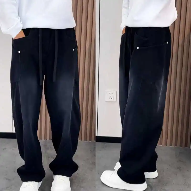 

Новые осенние мужские спортивные брюки: повседневные прямые брюки в уличном стиле, универсальные широкие брюки для отдыха