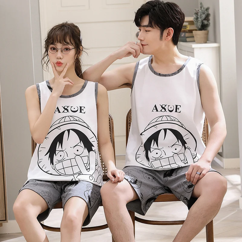 Pijama Sin Chan Man Pajama Sinchan Cotton Summer Short Sets Japanese Pajamas for Couples Man and Woman Sleepwear 2022