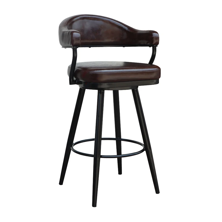 Luxury New Arrival Leather Cushion Bar Chair Stainless Metal Base Bar High Chair Stool