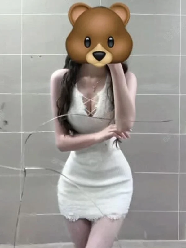 

Вязаное кружевное платье Pure Desire с V-образным вырезом, бархатистой текстурой, для свиданий, весенне-осеннее, с завышенной талией, из полиэфирного волокна