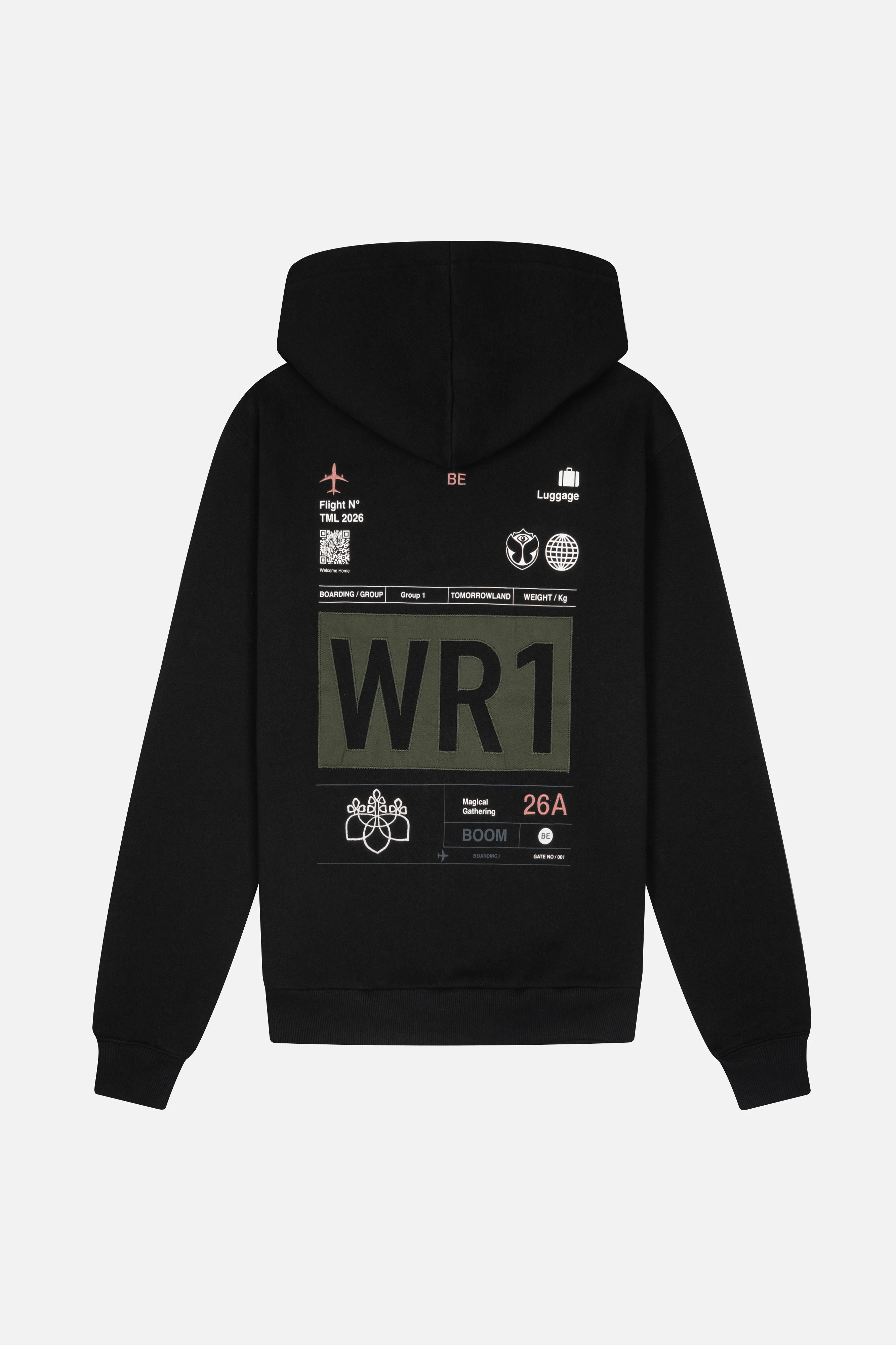 2026WR1 Boarding Pass Hoodie Airline Luggage Label Printing Electronic Music Festival Hooded Sweatshirt
