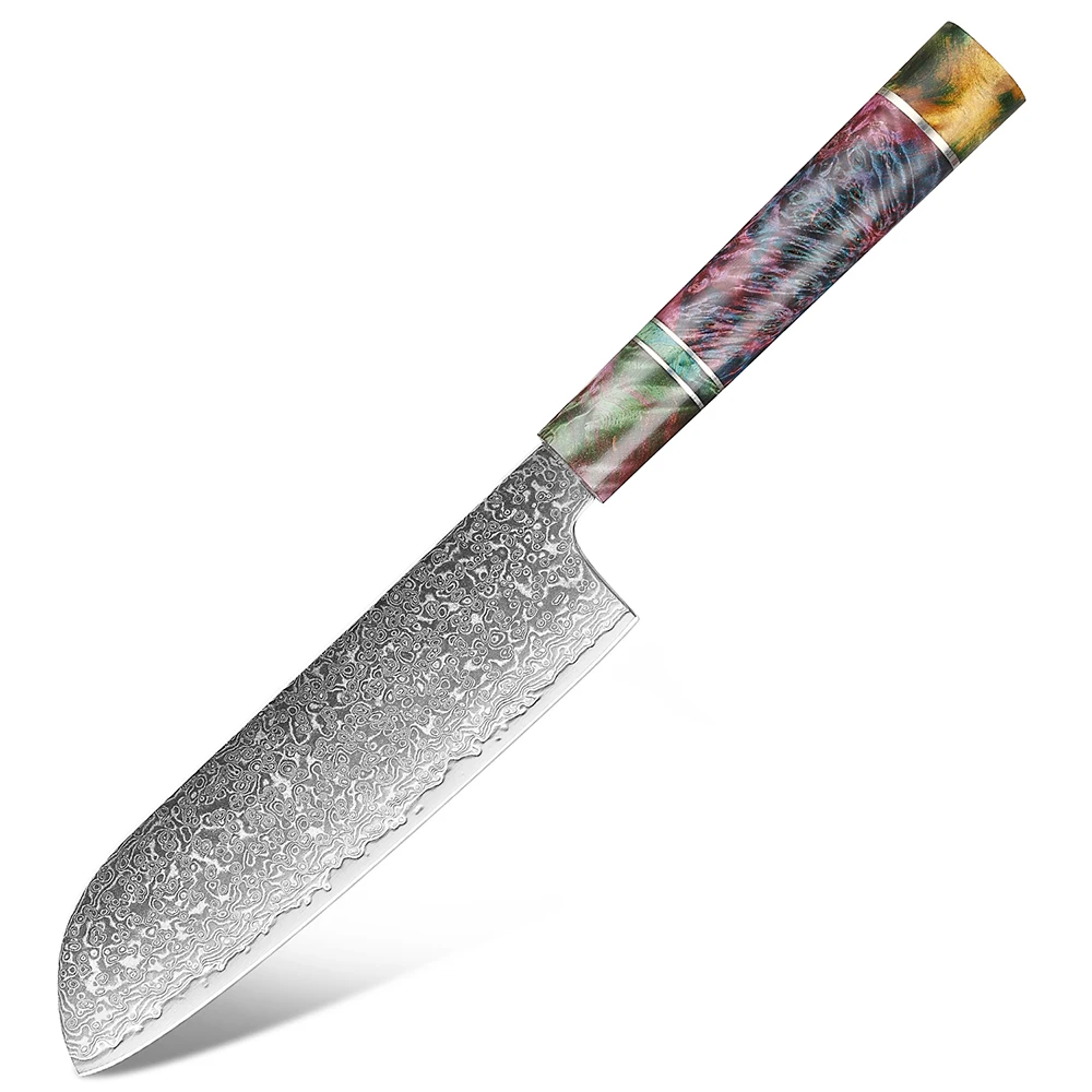 

Ultra Sharp Santoku Knife 7 Inch Japanese Damascus VG10 Steel Chef Knife Ergonomic Handle Cutting vegetables, fruits, meat, etc.