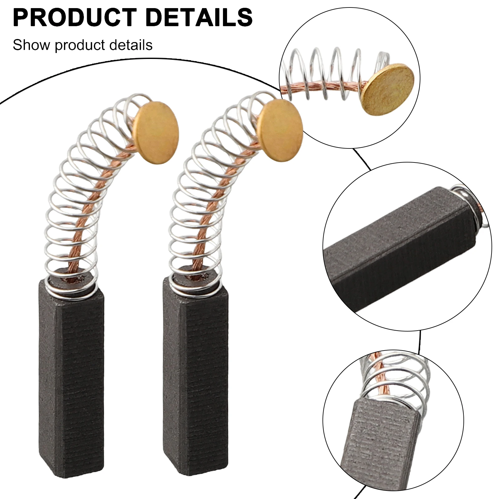 2pcs Carbon Brushes For Electric Motors 20mm X 6mm X 5mm Replacement Part For Miter Saws, Drills, Hammer Drills, Vacuum Cleaners