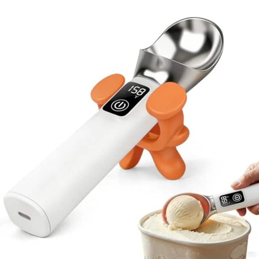 

Электрическая ложка для мороженого с подогревом и подставкой, перезаряжаемая, 5000 мАч, для твердых замороженных десертов, 158 ℉ Быстроплавкий материал