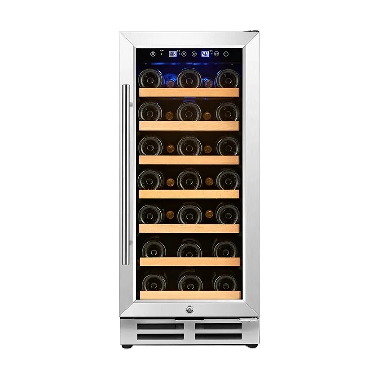 

Hot Sale 31 Bottles Mini Small Wine Cooler Single Zone Noiseless Wine Fridge
