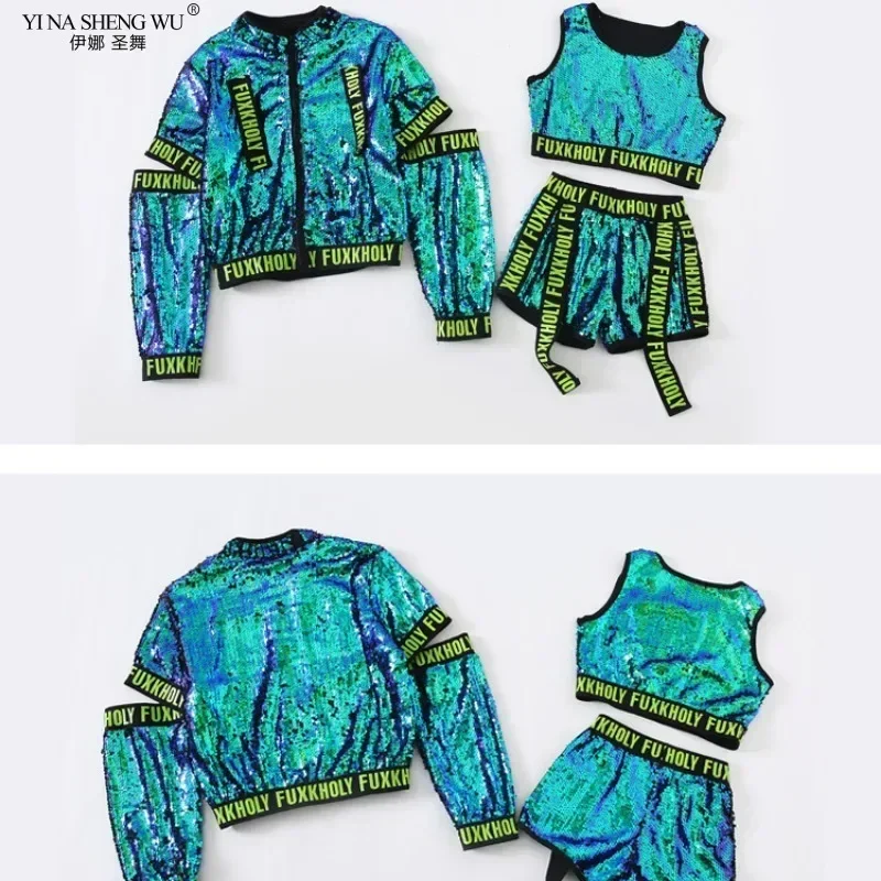 Costumes à paillettes pour spectacle de danse Jazz pour enfants, Costumes de journée pour enfants, Costumes de danse de rue et de danse moderne pour garçons et filles