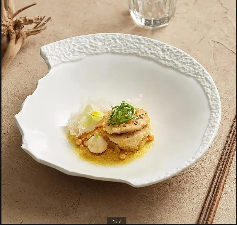 

Сломанная тарелка, посуда для отеля, ресторана, украшение, основное блюдо, ужин, стейк, десерт, кухонная посуда