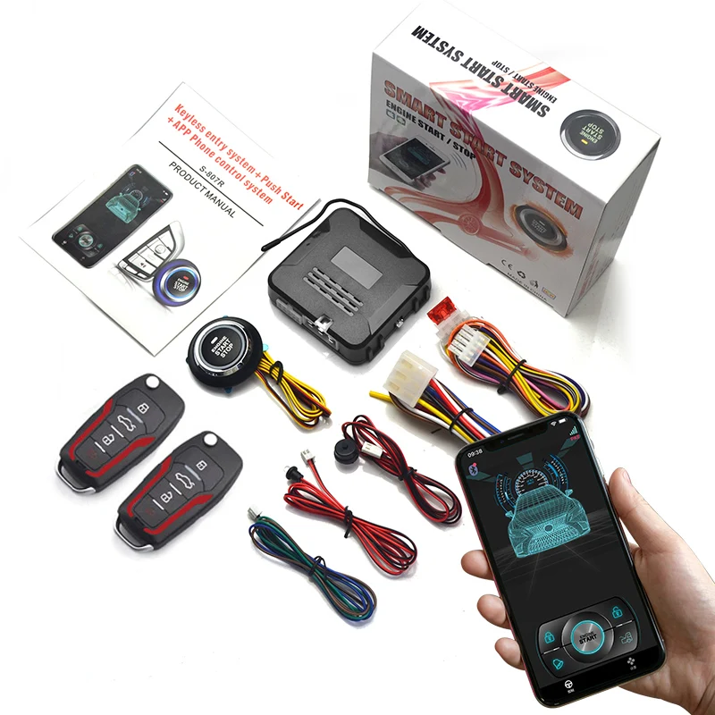 

Smart Keyless Entry with Push Start Remote Engine Start Bluetooth APP Trunk Unlock Anti Theft Security System