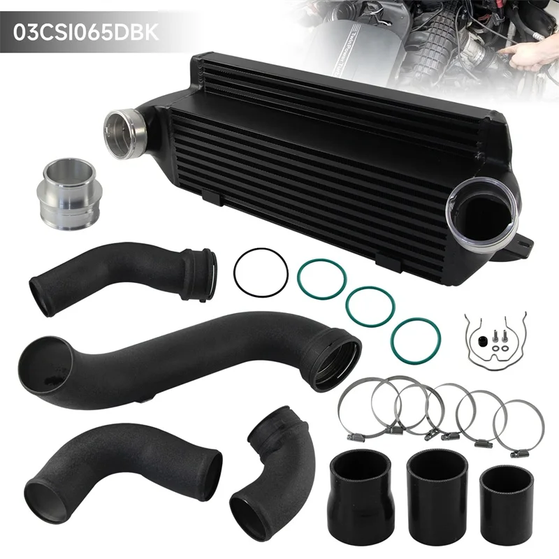 Pipe Kit Super Charge& Bar & Plate Intercooler Competition For BMW N55 E8X E9X E82 E88 E90 E91 135i 335i Black/Red Aluminum
