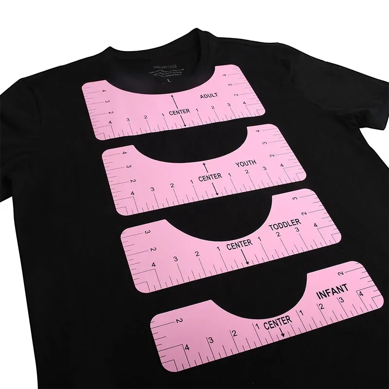 4-in-1 Round T-Shirt Neck Measurement Tools PVC Alignment Rulers For Guiding Design Clothes Size Handmade Sewing Accessories