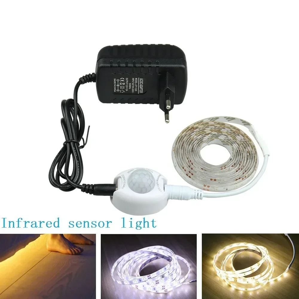 Intelligent Sensor Ambient Light Strip 1m 2m 3m 4m 5m 12V Inch Waterproof Sensor Intelligent Sleeping Bed Light