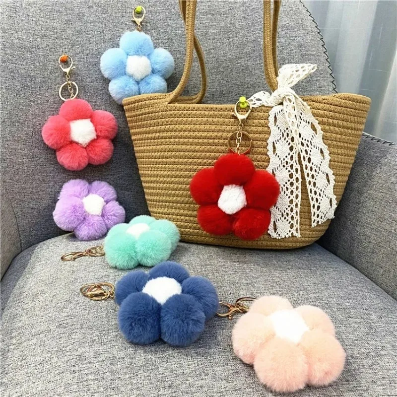 LLavero de peluche de flores para mujer y niña, accesorio colgante de 16cm para bolso de coche, decoración de habitación, regalo creativo