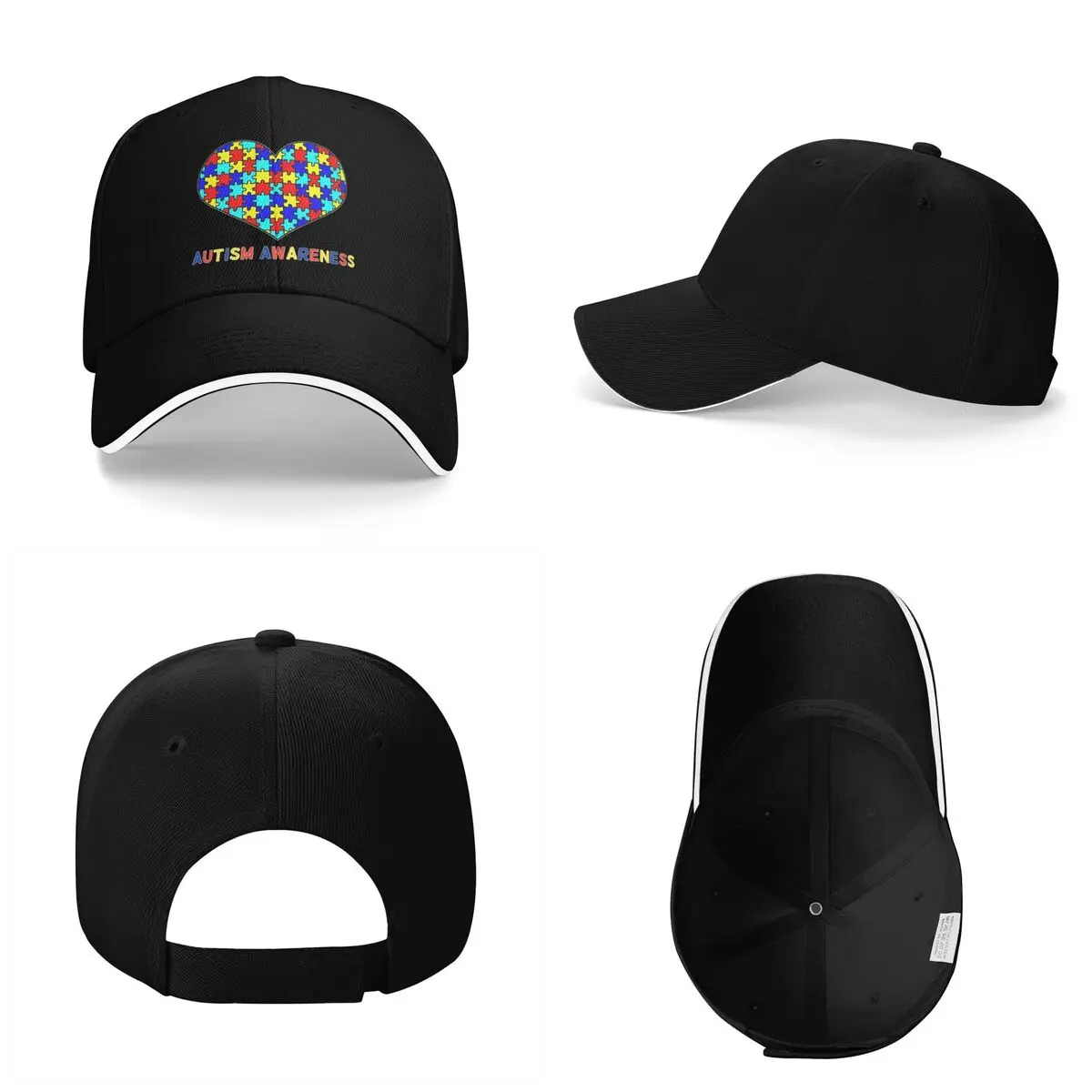 Unisex Baseball Hats Love Heart Autism Awareness Outdoor Streetwear Summer Sports Baseball Caps Hip Hop Cap Casquette Hats