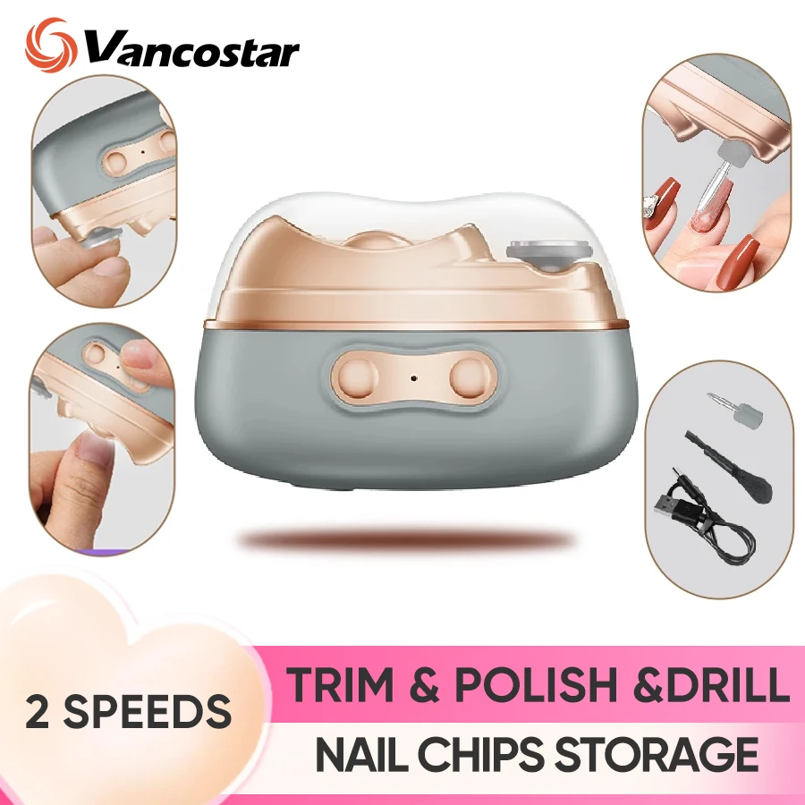Newest Auto Nail Clipper 3in1 UV Light LED Light Nail Chips Storage Portable Cutter Nail File Drill Electric Trimmer Polisher