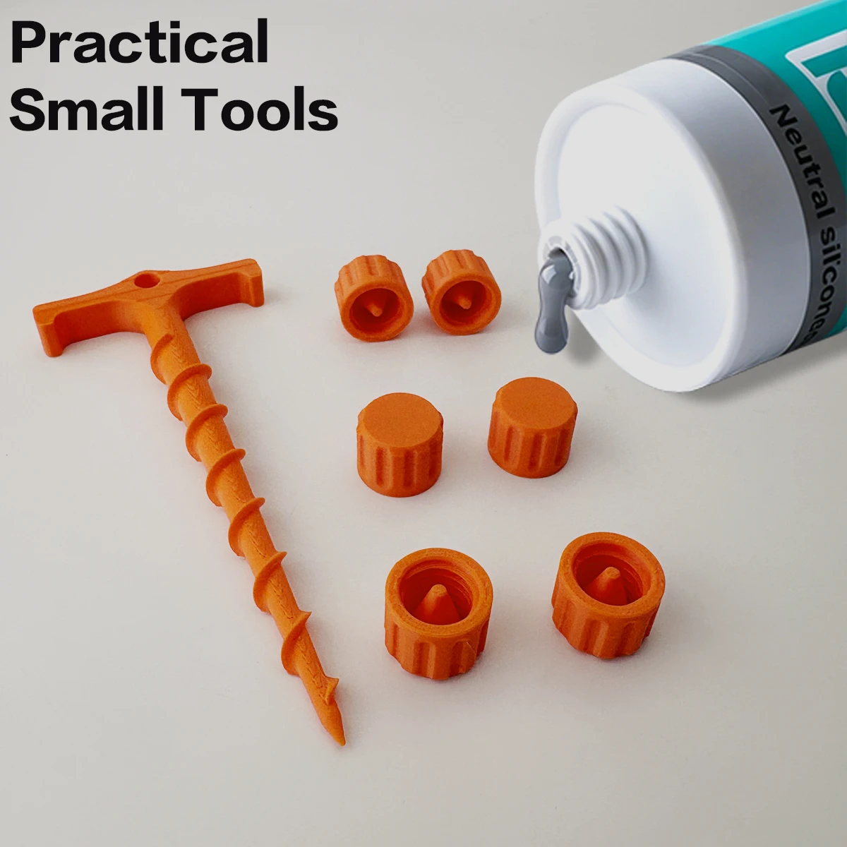 7-Piece Sealing Cap and Sealing Gun Nozzle Cleaner Set, 6 Polygonal Anti-Hardening Tools for Standard Diameter Sealing Caps + 1 Nozzle Cleaning Tool, Convenient and Practical Tool Set Adopts a Portable and Simple Desig