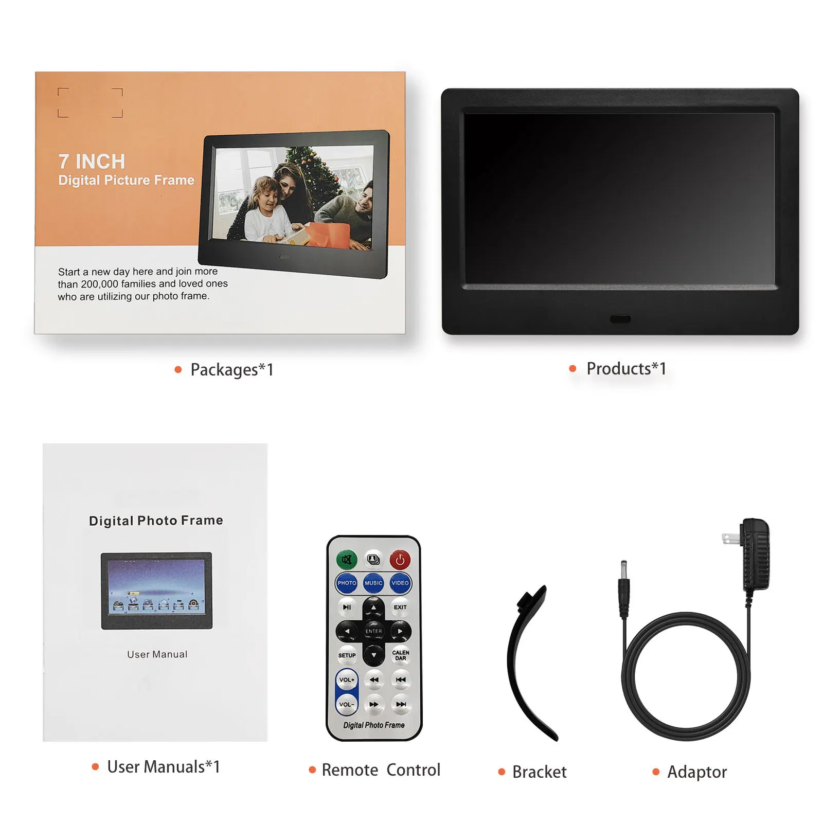Factory Price Share Video & MP3 Playback Plastic Frame Digital Photo Album 7-inch Free Download
