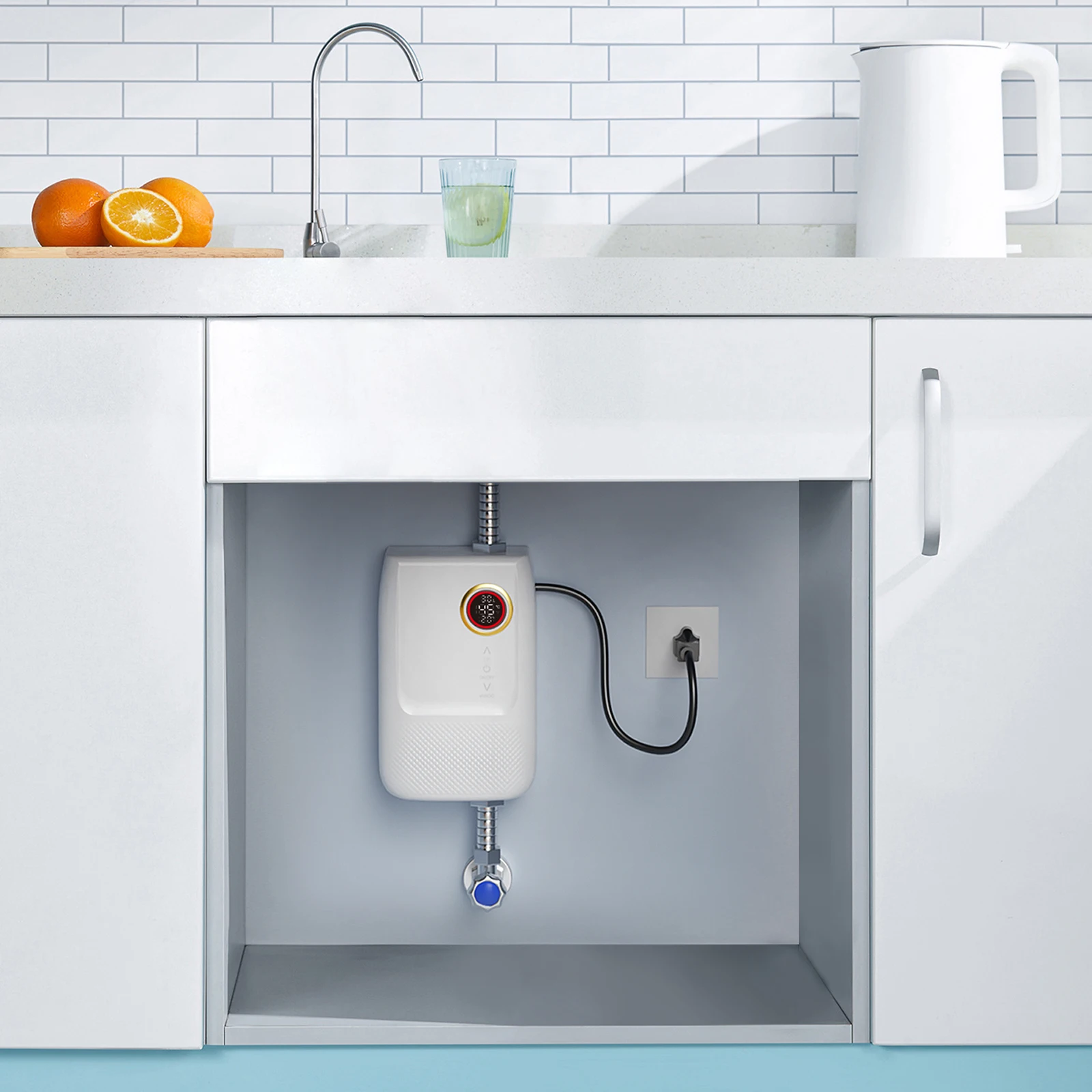 

3000W Tankless Electric Water Heater Self Modulating Technology, G1/2 Connect, Remote Control, Automatic Protection, LED Display