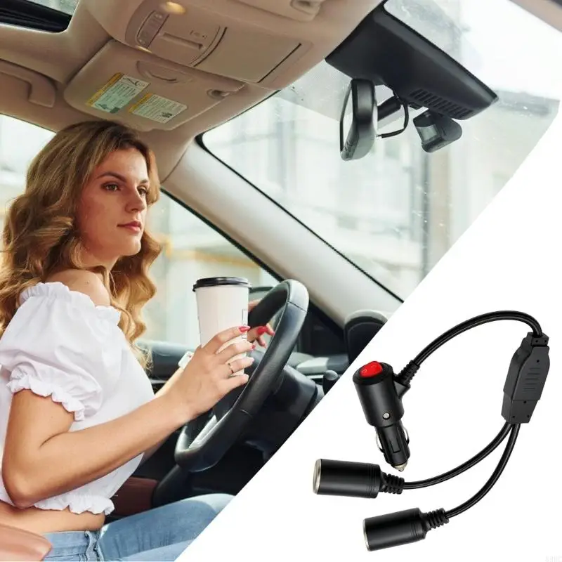 Car Power Socket Extension Cord Cable Interior Plug To Socket Car Male Cable Extension Female 2 Way Splitter for Vehicle 896C