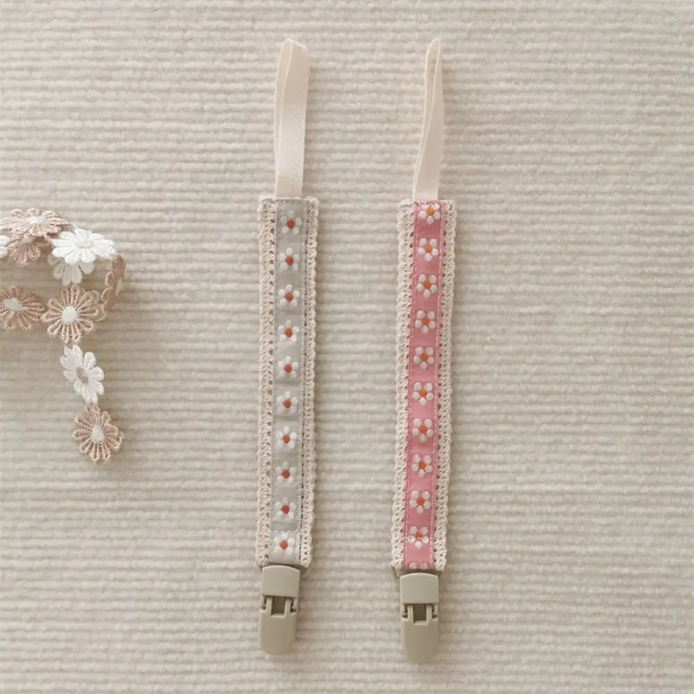 Ethnic Style Baby Cloth Pacifier Chain Adjustable Embroidery Floral Soother Holder Dummy Clips Teether Straps