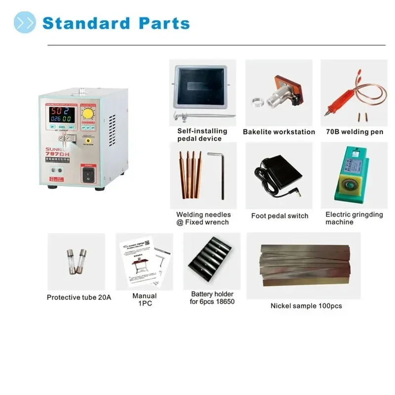 Saldatrice a punti a impulsi di precisione ad alta potenza SUNKKO-3.8kilomatt 797DH, 18650 spessore fino a 0,35 mm