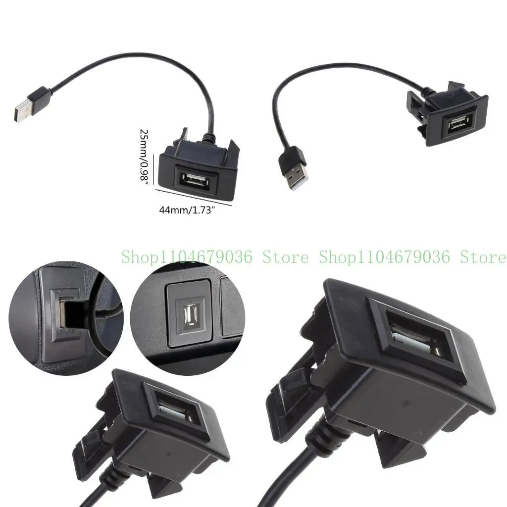 

652F USB Male to USB Female AUX Dashboard Mount Car Mount Extension Cable for Car Truck Boats Motorbike Panel