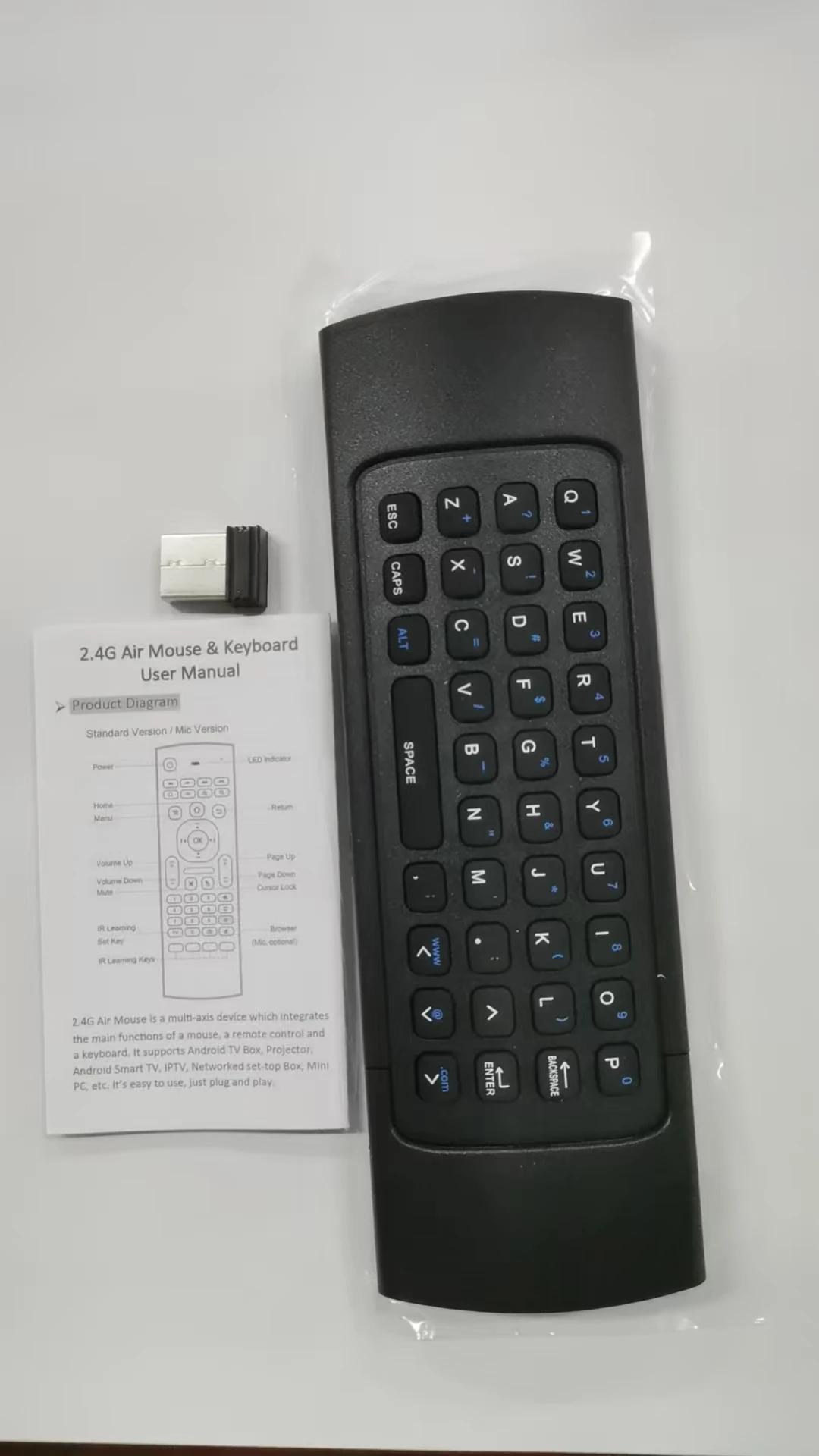 2,4 G Wireless Keyboard Air Fly Mouse Remote Reseller Panel Controller