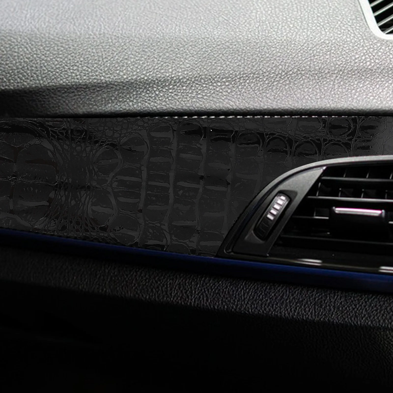 

152Cmx30Cm Crocodile Texture Black Vinyl Wrap Film For Car Interior Furniture Self-Adhesive Repair Sticker Automotive Dashboard