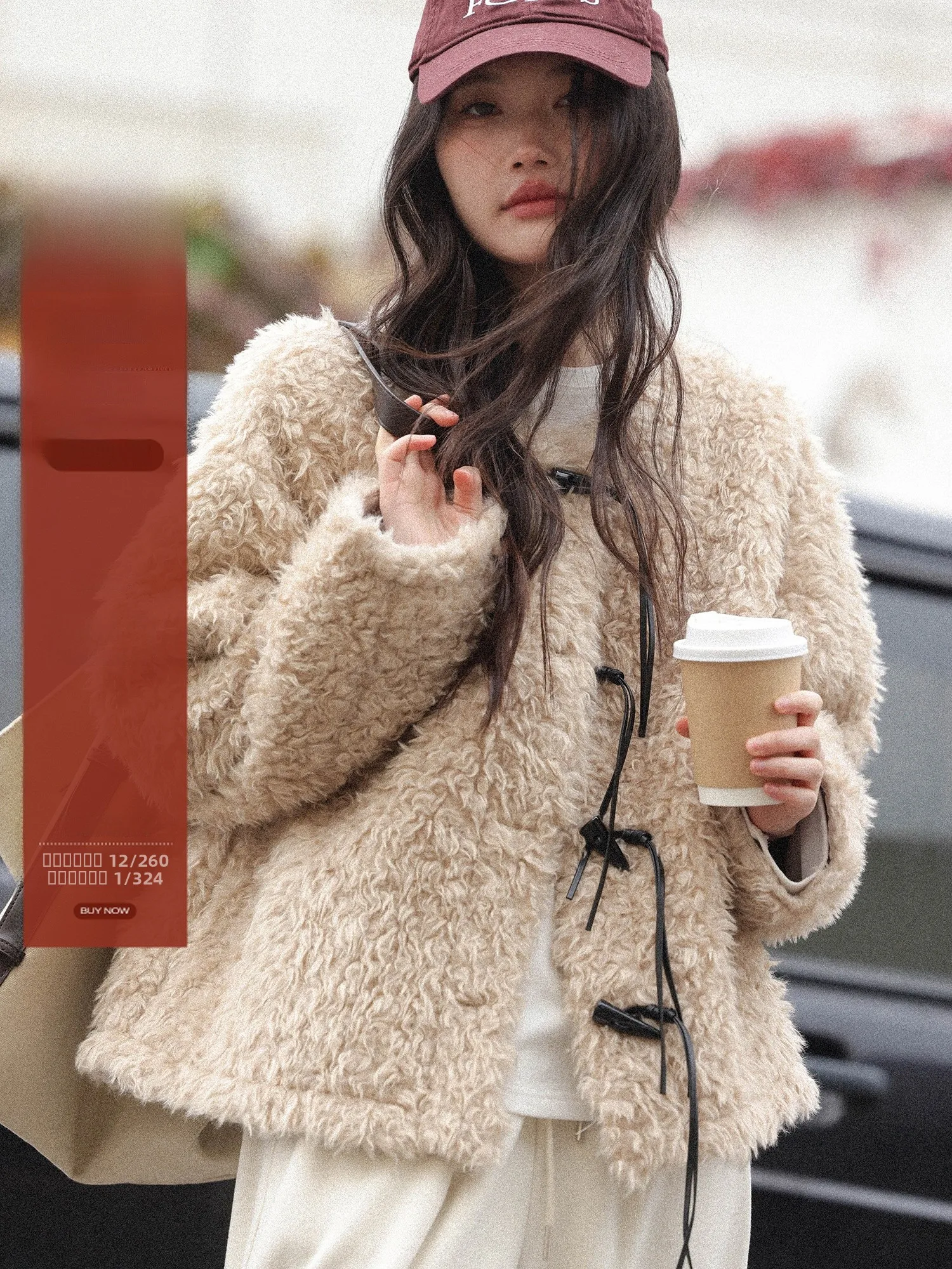 

Женское зимнее пальто Thiened Lamb Fur Jaet с роговыми пуговицами, винтажное длинное све, свободная посадка, теплая повседневная одежда