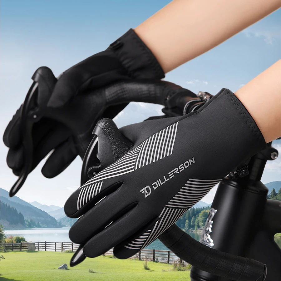 Fahrradhandschuhe, All-Finger-Rennradhandschuhe, Langfinger-Touchscreen, dünnes Design, atmungsaktiv für Männer und Frauen, Frühling und Summe