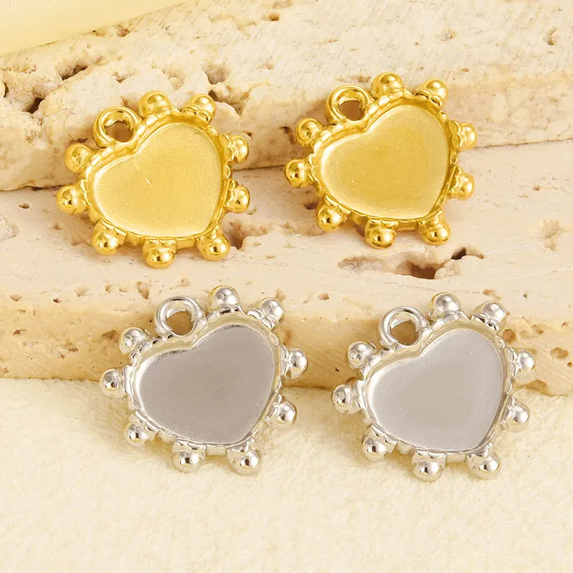 6pcs/Mix Classic Gold/Silver Color Heart Shaped Cross Irregular Shaped Pendant Stainless Steel Diy Women Necklace Accessories
