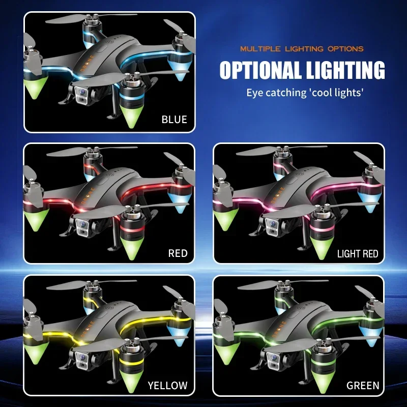 2.4G RC HD 공중 드론 원격 제어 장애물 회피 LED 조명 전문 쿼드콥터 야외 항공기 어린이 장난감 선물