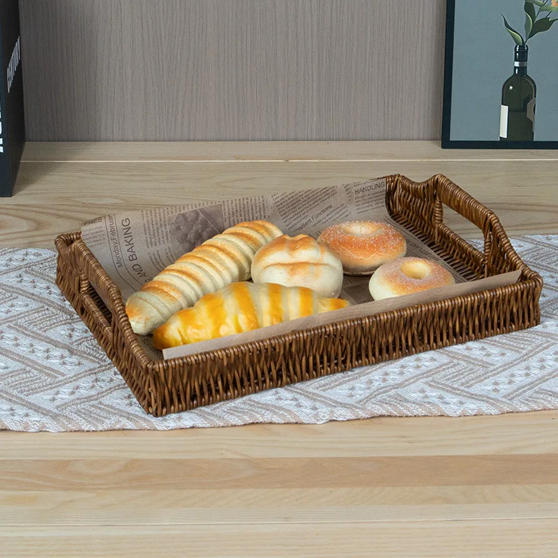 

Imitation Rattan Fruit & Bread Storage Basket – Woven Snack Display Tray for Home, Kitchen & Pantry