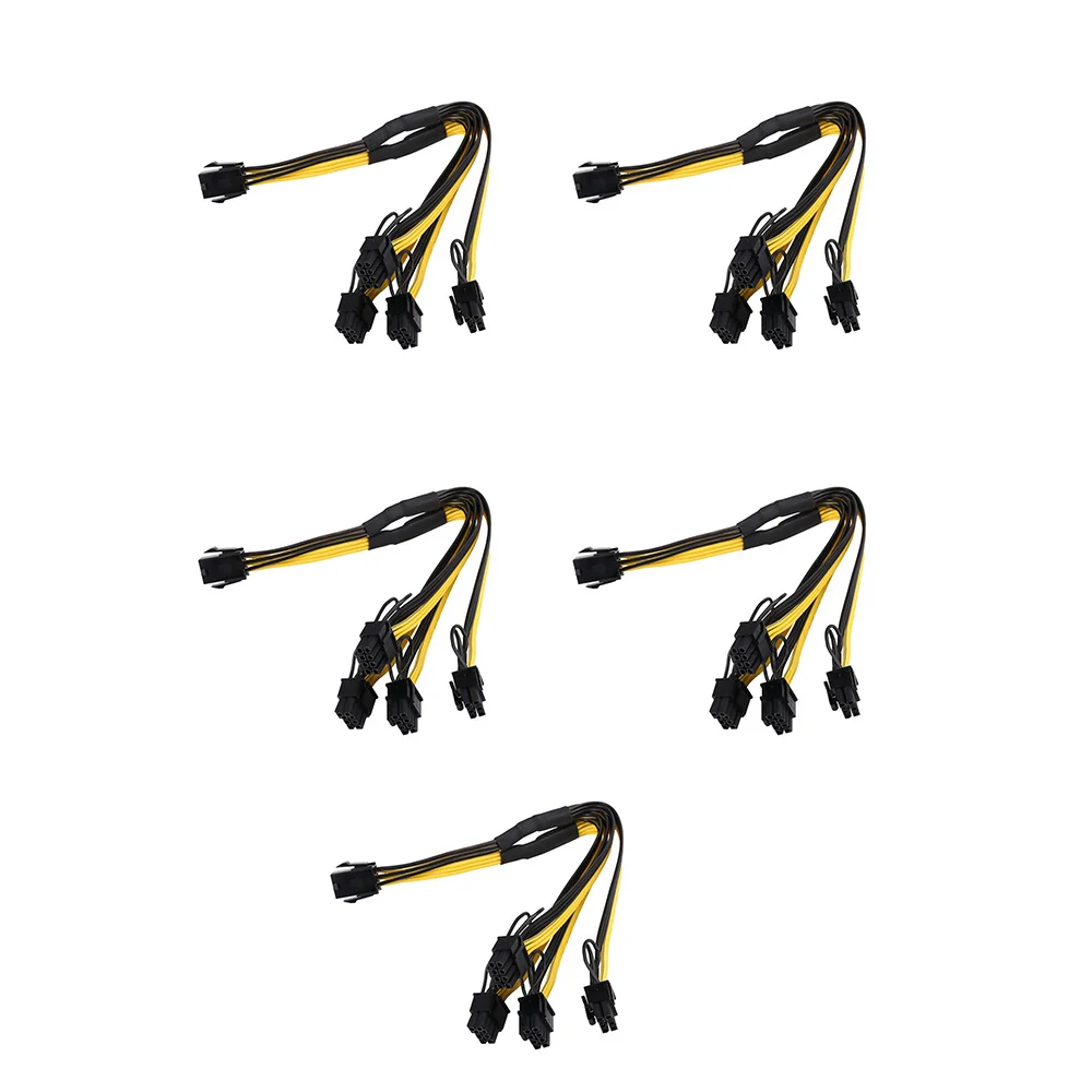 5Pcs PCIe GPU 6Pin 1 to 4 Way 6+2Pin Female to Male Extension Cable PCI-E Graphics Card 6Pin to 8Pin Power Supply