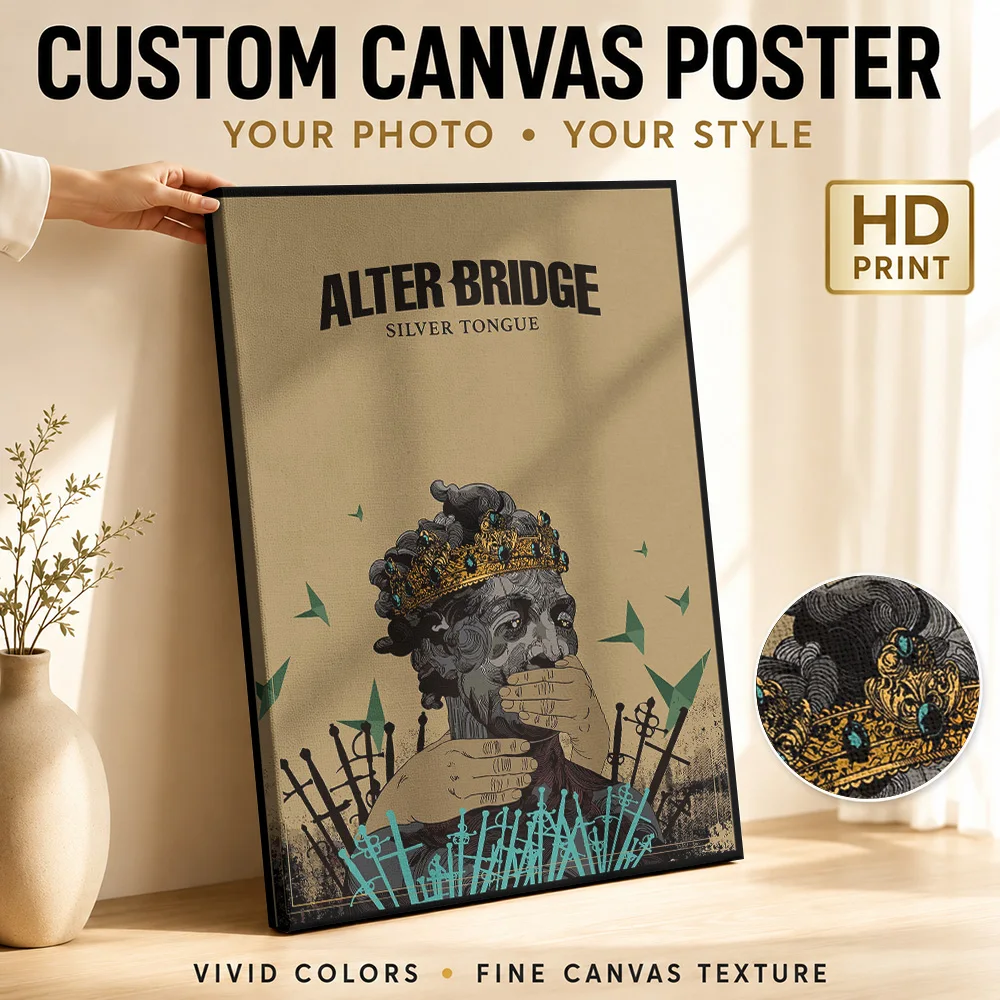 Alter Bridge Silver Tongue Creature Canvas Print Personalized Photo Illustrated Wall Art For Recording Studio, Musician Gift