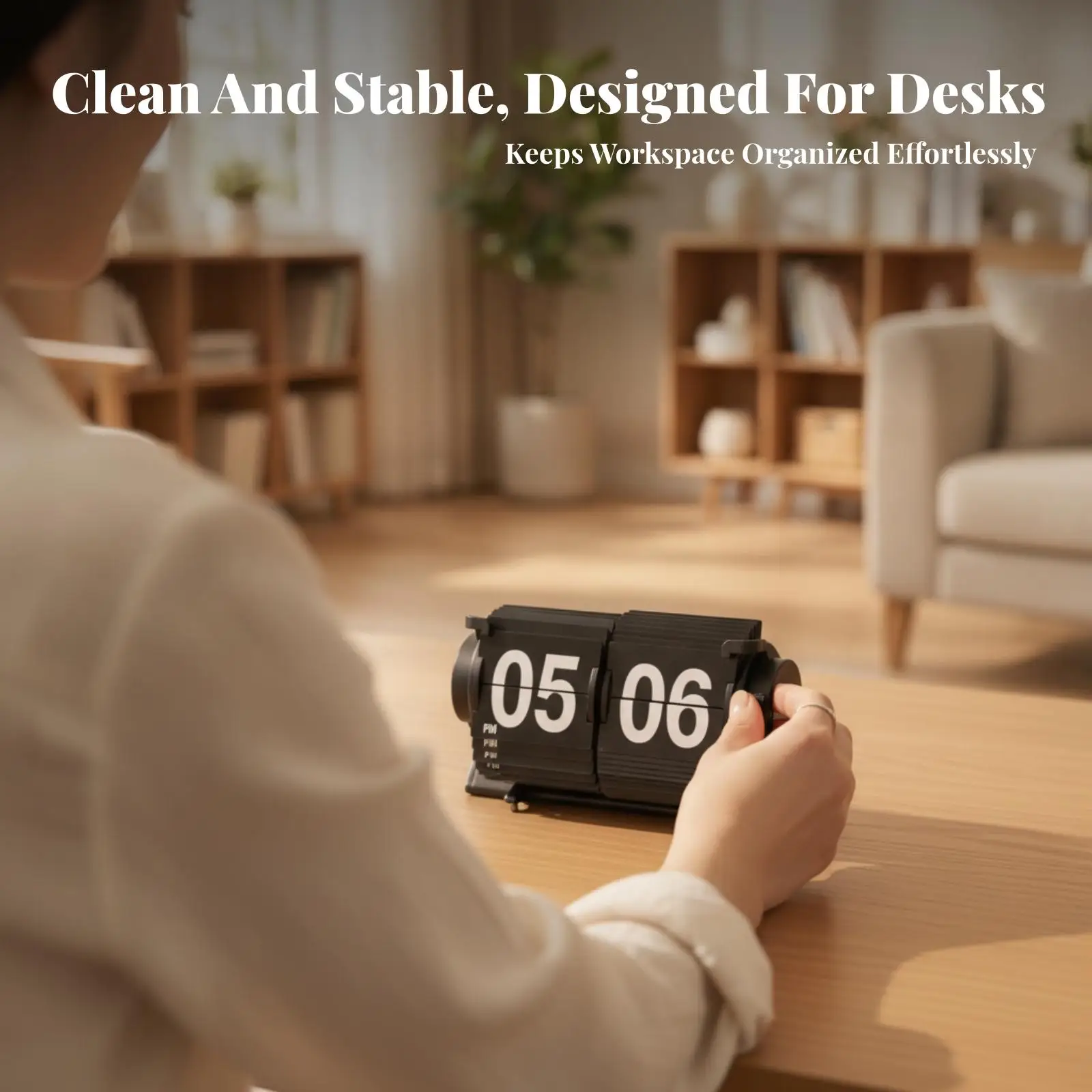 Vintage Flip Clock for Desk Acrylic PVC Retro Tabletop Decor Mechanical Card Display Easy Read Home Office Gift