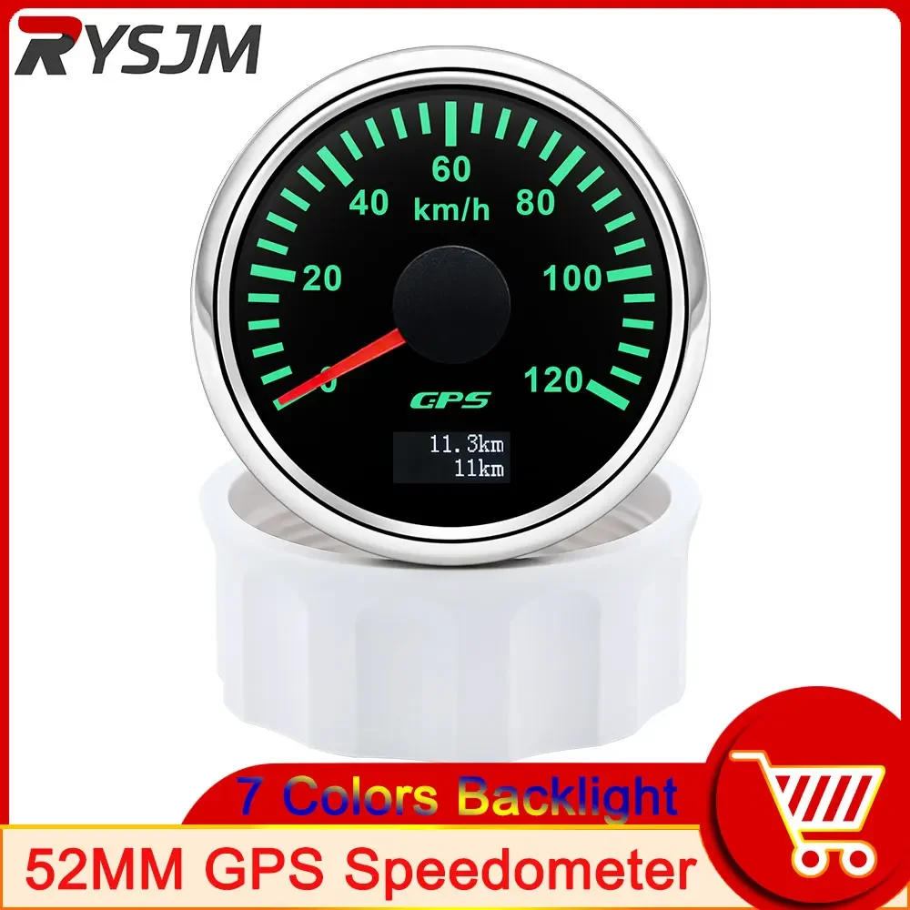 Universal 7 Color Backlight 52MM Digital GPS Speedometer Gauge KMH Suitable For Both 12V And 24V Vehicles Waterproof Boat Yachts