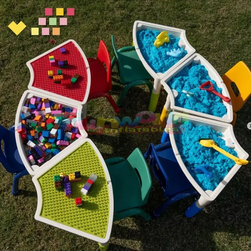 Children's game table and chair set Party color DIY safety plastic table and chair set Children's game furniture