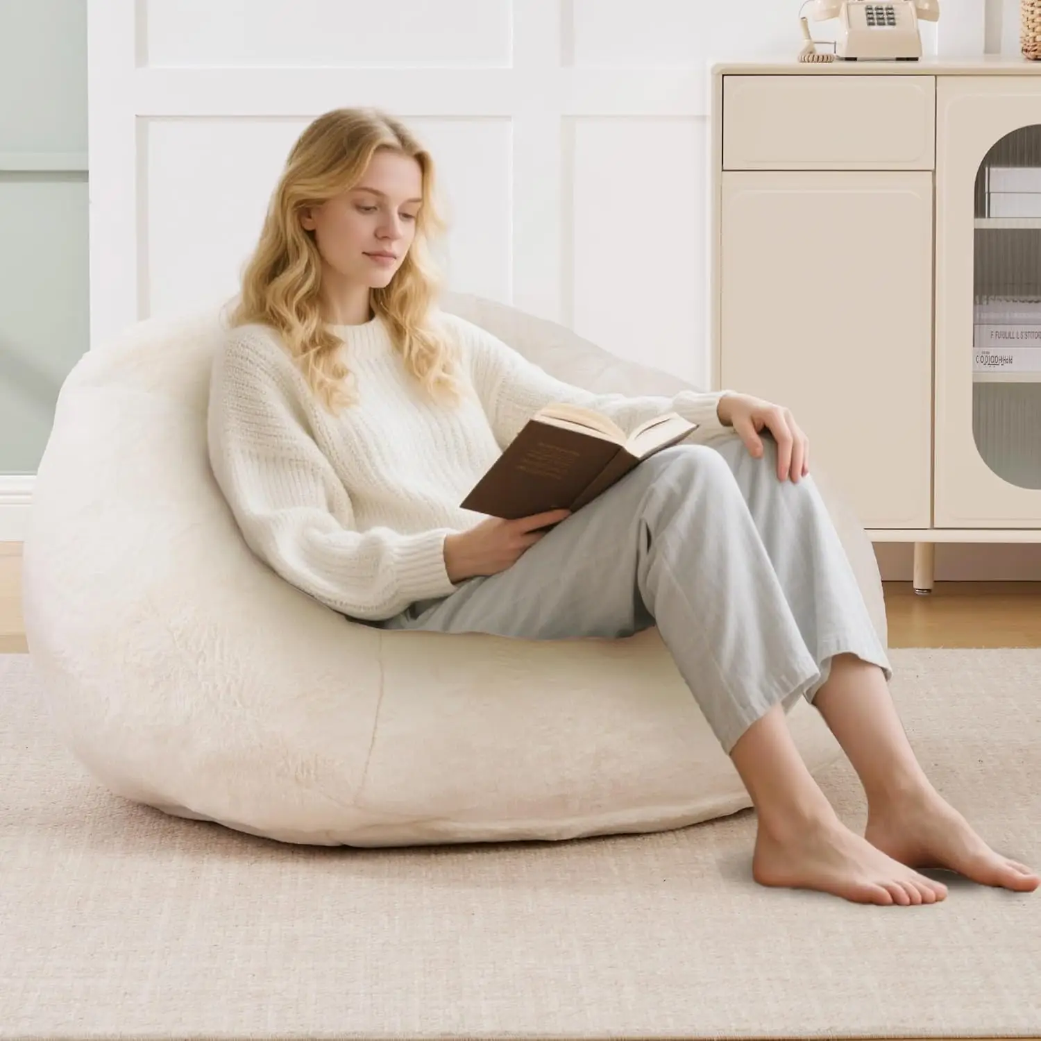 

Giant Bean Bag Sofa, Oversized Shell-Shaped Lounge Floor Sofa for Adults & Kits, Comfy Beanbag Couch for Bedroom,, Customized