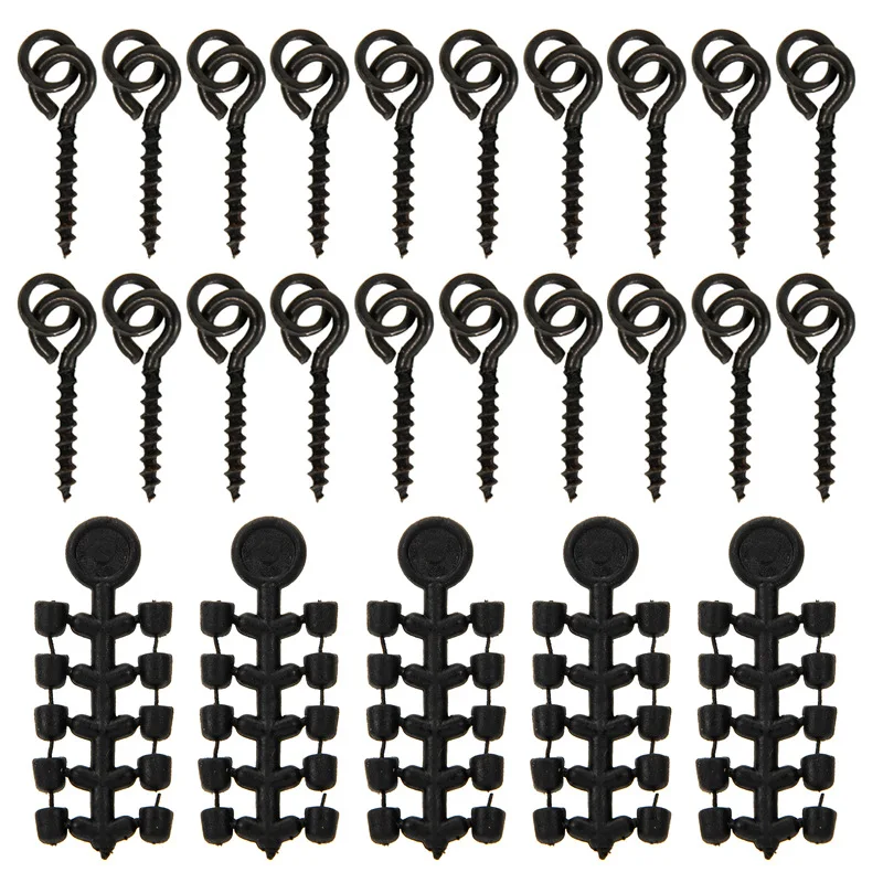

50PCS Bait Screws With Oval Rings For Carp Fishing Floating Accessories Fishing Hair Rig Connector Tackle