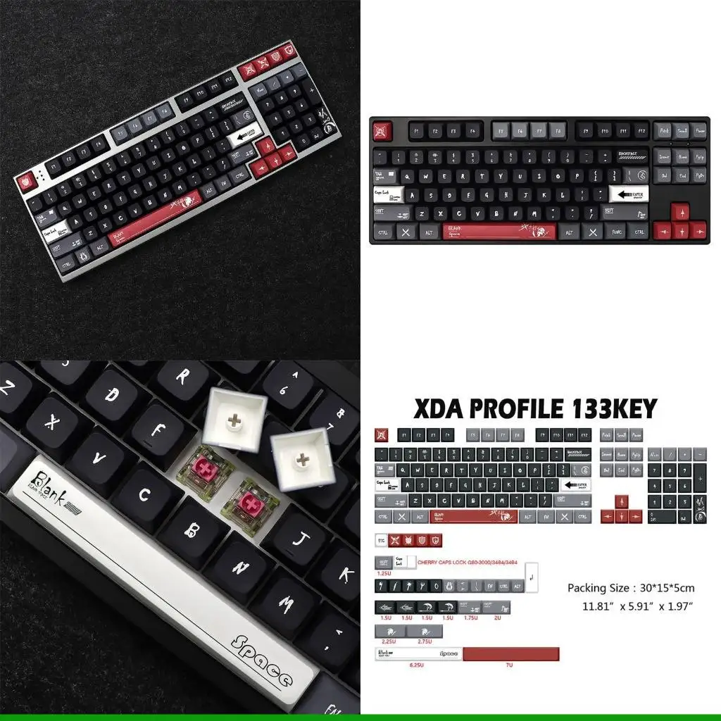 

U55C Сменный XDA для набора колпачков для ключей, 133 шт. ПБТ термосублимации для механических клавиш