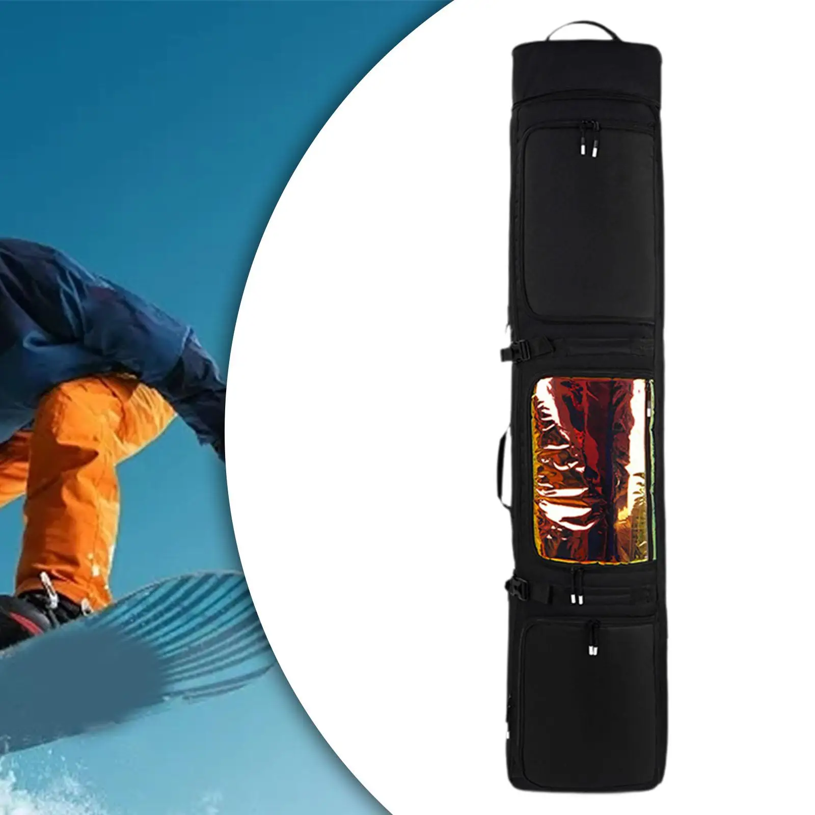 Ski Bag 170 Cm Adjustable Roller Snowboard Carrier Backpack for Winter Sports and Snow Gear Organizers