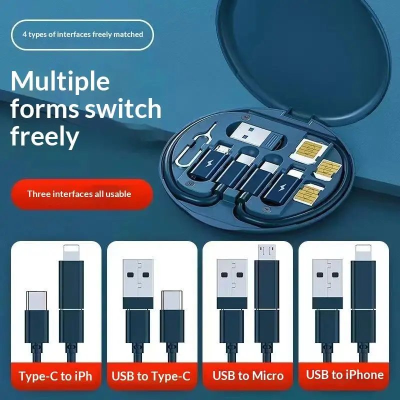 60W Multi USB Charging Cable Kit USB A & USB C Conversion Set Type C/Micro USB Adapter Cord Fast Charge & Data Sync For Phone